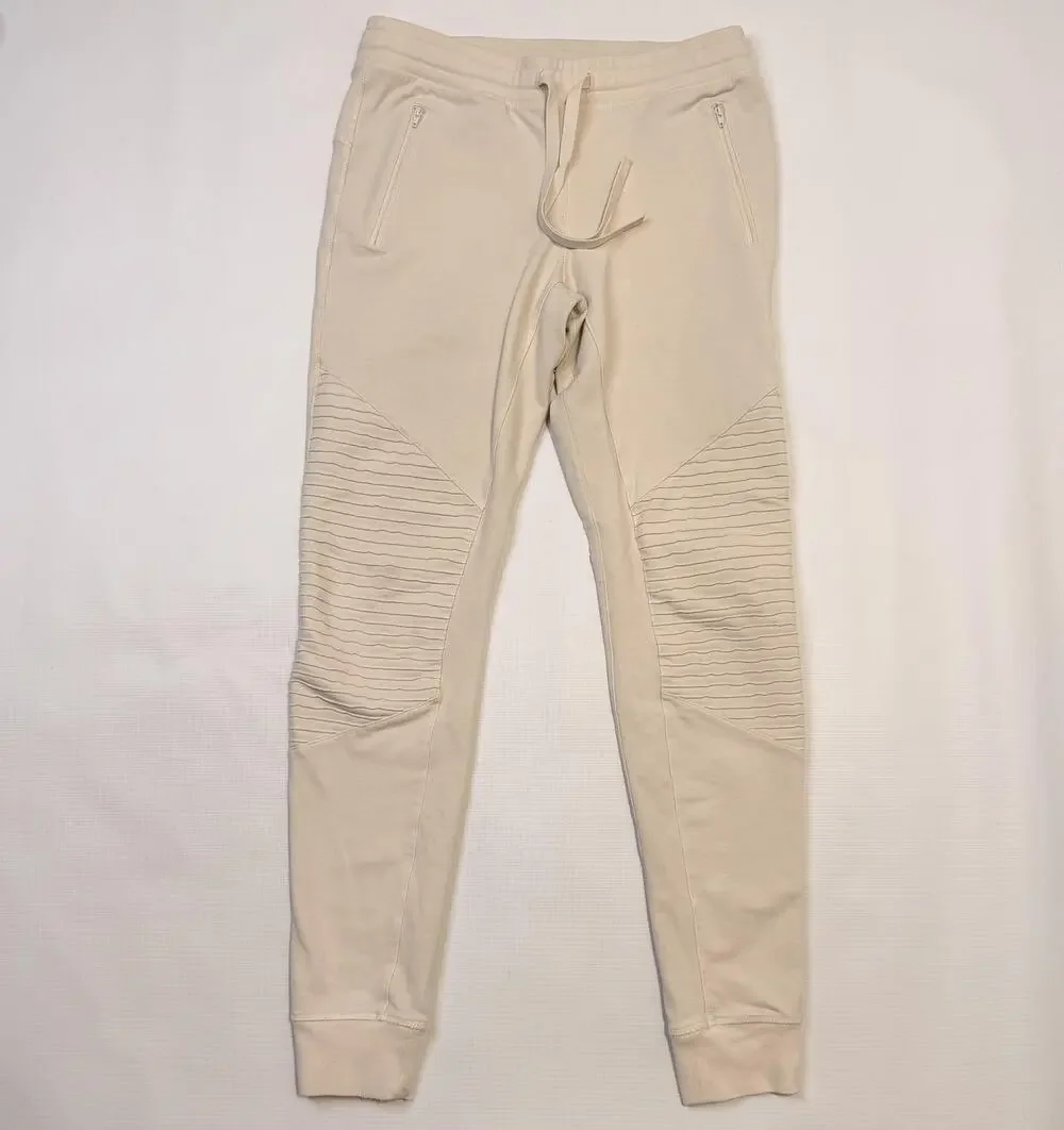 Alo Yoga Jogger Pants Womens Medium Beige Moto French Terry Zip Pockets Athletic
